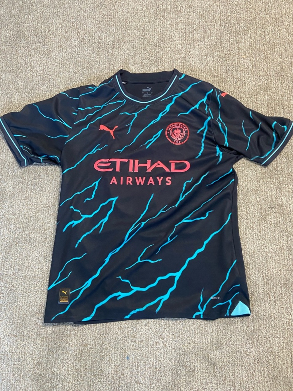 Puma Black Jersey with Teal Lightning and Pink Accents